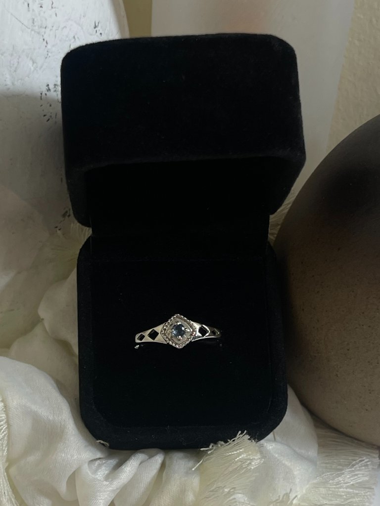 Natural Blue Sapphire Ring White Zircon Halo Gold Plated 925 Silver Size 10.5